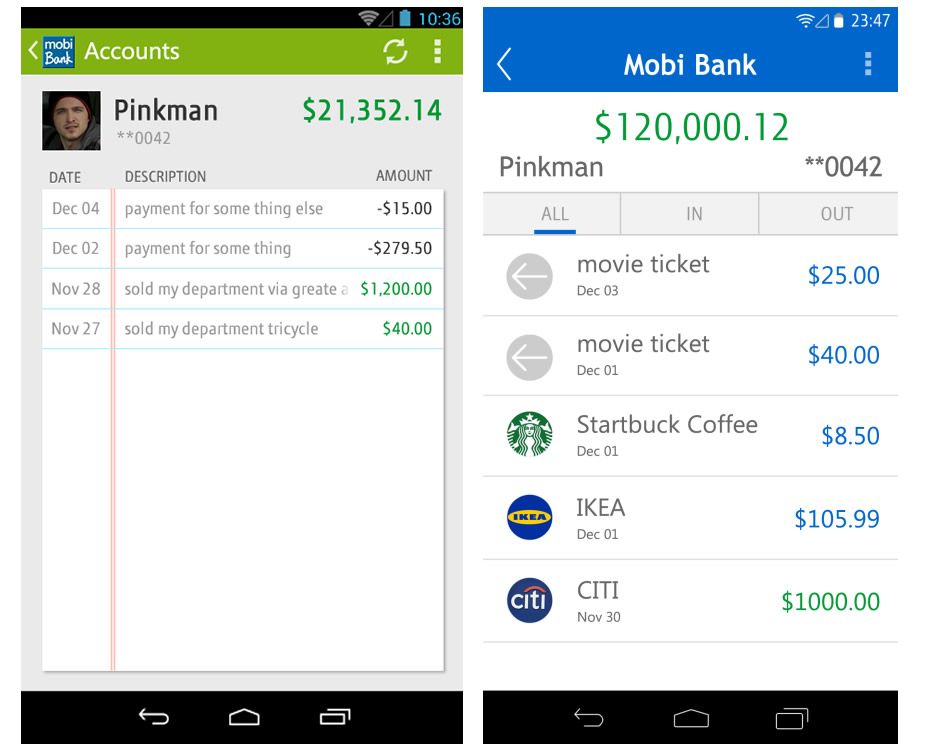 Mobi Bank APP (DA detail Compare)